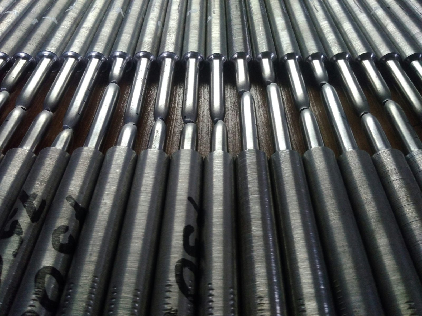 a close up of a row of black bars