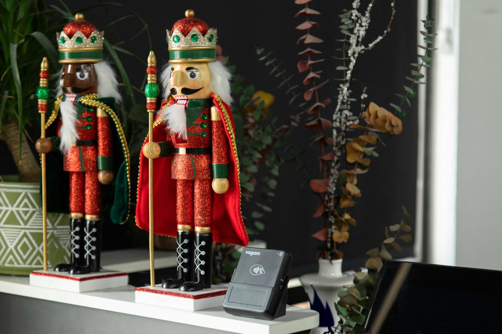 a couple of nutcrackers sitting on top of a table