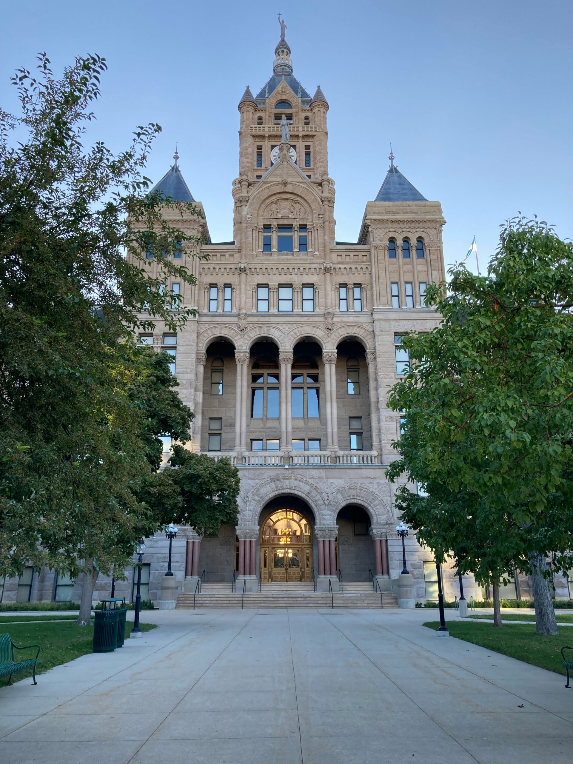 a large building with a tower