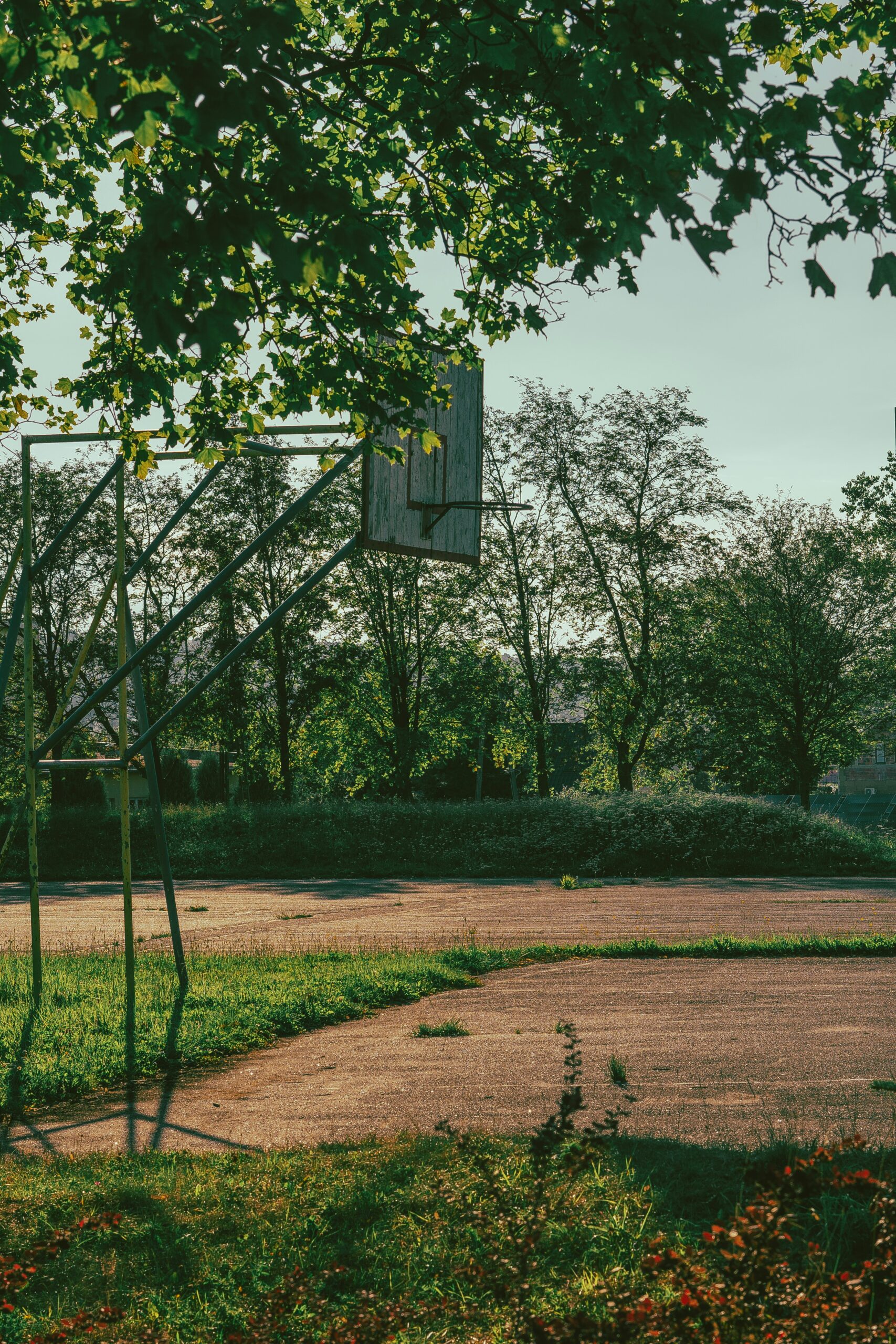 a swing set in a park